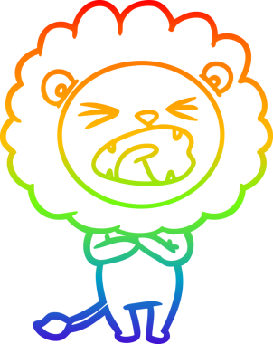 gökkuşağı gradyan çizgi çizimi bir insan tarafından çizilmiş bir aslan