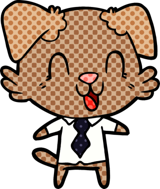 Bir insan tarafından çizilmiş gülen çizgi film köpek müdürü.