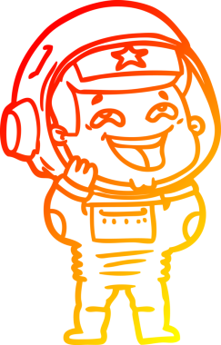 Bir insan tarafından çizilmiş gülen astronotun sıcak çizgi çizimi