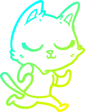 Bir insan tarafından çizilen sakin çizgi film kedisinin soğuk gradyan çizgisi.