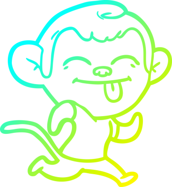 Bir insan tarafından çizilmiş komik bir çizgi maymunun soğuk eğim çizgisi.