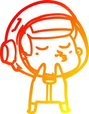 Bir insan tarafından çizilmiş kendinden emin bir astronotun sıcak çizgi çizimi