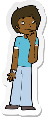 Bir insan tarafından çizilmiş bir çizgi film çocuğunun çıkartması.