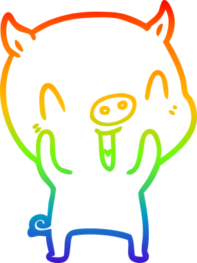 gökkuşağı gradyan çizimi mutlu çizgi domuz çizimi bir insan tarafından çizilmiş