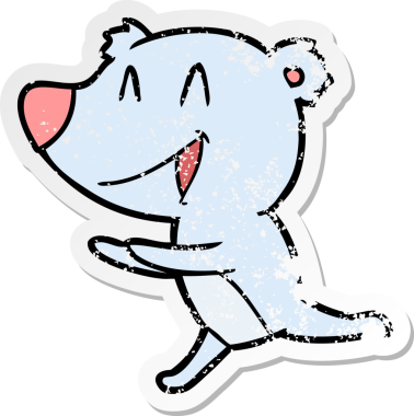 Bir insan tarafından çizilmiş koşu ayısı karikatürünün sıkıntılı çıkartması