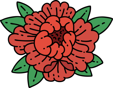 Bir insan tarafından çizilmiş geleneksel bir çiçek dövmesi.