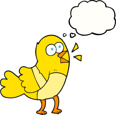 Bir insan tarafından çizilmiş serbest çizim balon karikatür kuşu.