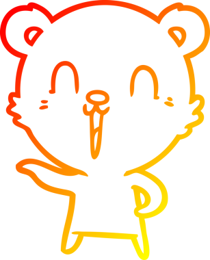 Bir insan tarafından çizilmiş mutlu çizgi film ayısının sıcak çizgi çizimi