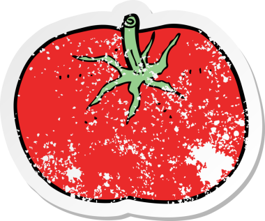 Bir insan tarafından çizilmiş bir domatesin gerilimli çıkartması.