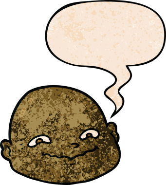 bir insan tarafından çizilmiş eski tarz konuşma baloncuğu olan kel bir adam.