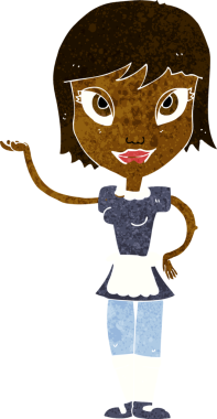 Bir insan tarafından çizilmiş çizgi film hizmetçisi.