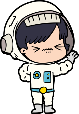 Bir insan tarafından çizilmiş astronot kadın.