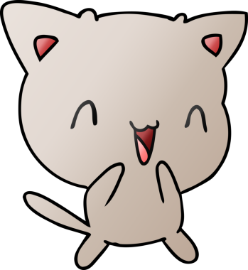 Bir insan tarafından çizilmiş sevimli kawaii kedisinin serbest çizim çizimi