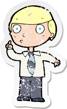 Bir insan tarafından çizilmiş bir karikatür okulunun gerilmiş çıkartması.