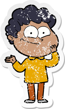 Bir insan tarafından çizilmiş mutlu bir adamın sıkıntılı çıkartması.