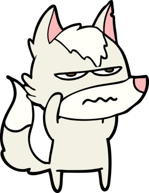 Bir insan tarafından çizilmiş rahatsız kurt çizgi filmi.