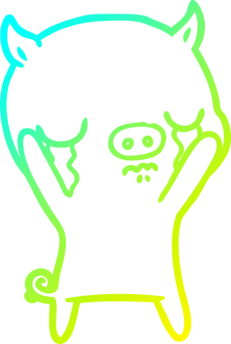 Bir insan tarafından çizilmiş ağlayan bir domuzun soğuk çizgi çizimi.