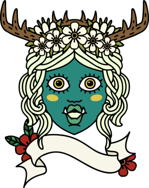 Retro Dövme Biçimli Ork karakteri bir insan tarafından çizilmiş