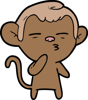 bir insan tarafından çizilmiş şüpheli maymun çizgi filmi