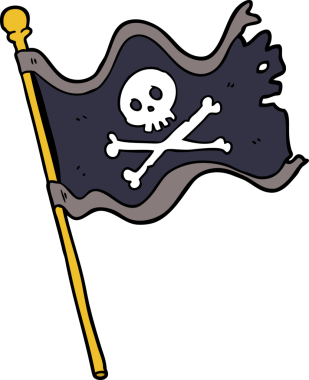 Bir insan tarafından çizilmiş korsan bayrağı.