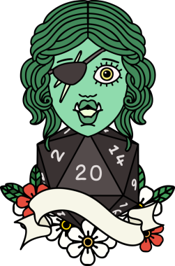 Retro Dövme Biçimi Bir insan tarafından çizilmiş 20 zarlı yarı ork