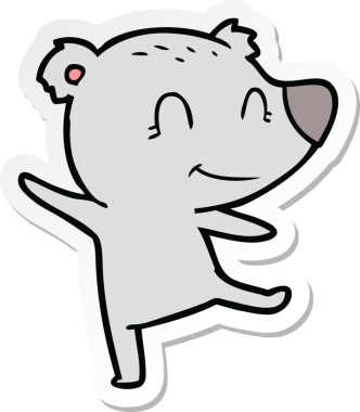 Bir insan tarafından çizilmiş dost canlısı bir ayının çıkartması.