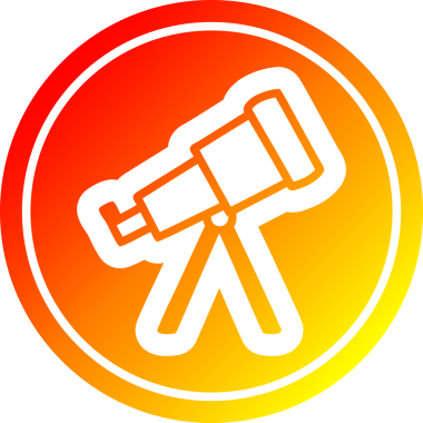 Astronomi teleskobu dairesel simgesi ve sıcak gradyan bir insan tarafından çizilmiş.