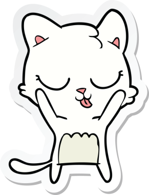 Bir insan tarafından çizilmiş şirin bir çizgi film kedisinin çıkartması.