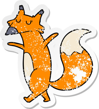 Bir insan tarafından çizilmiş tilki çizgi filminin sıkıntılı çıkartması.