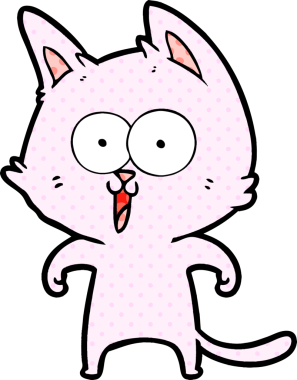 Bir insan tarafından çizilmiş komik çizgi film kedisi.