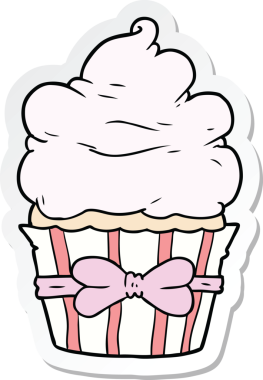 Bir insan tarafından çizilmiş süslü bir kek etiketi.