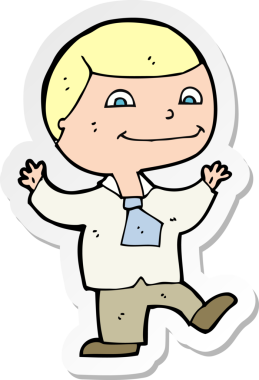 Bir insan tarafından çizilmiş mutlu bir çocuğun çıkartması.