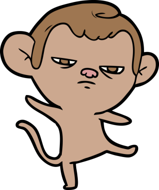 Bir insan tarafından çizilmiş sinir bozucu bir maymun.
