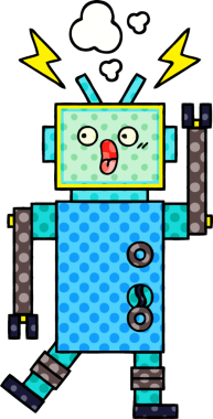 bir insan tarafından çizilmiş bir robotun çizgi roman tarzı