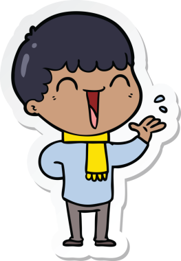 Bir insan tarafından çizilmiş mutlu bir adamın çıkartması.