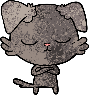 Bir insan tarafından çizilmiş şirin bir çizgi film köpeği.