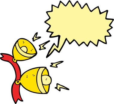 Bir insan tarafından çizilmiş serbest konuşma balonu karikatürü jingle çanları