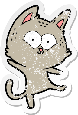 Bir insan tarafından çizilmiş çizgi film kedisinin sıkıntılı çıkartması.