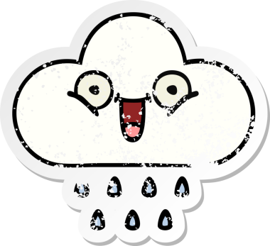 Bir insan tarafından çizilmiş tatlı bir yağmur bulutunun sıkıntılı çıkartması