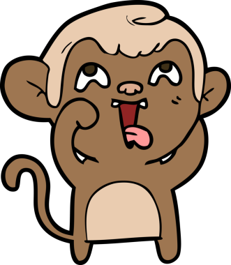 Bir insan tarafından çizilmiş çılgın çizgi film maymunu