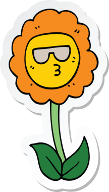 Bir insan tarafından çizilmiş karikatür çiçeğinin çıkartması.