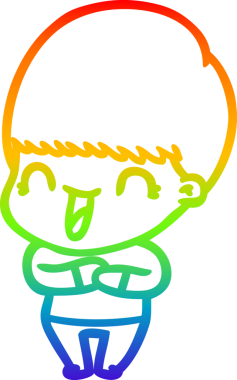 gökkuşağı gradyanı çizimi bir insan tarafından çizilmiş mutlu bir çizgi film çocuğu