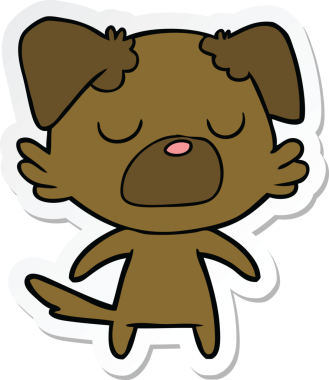 Bir insan tarafından çizilmiş bir köpeğin çıkartması.