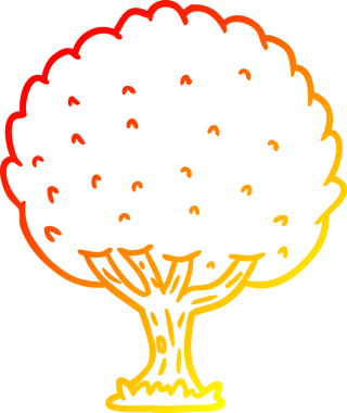 Bir insan tarafından çizilmiş bir çizgi film ağacının sıcak gradyan çizimi