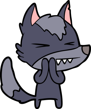 Bir insan tarafından çizilmiş kızgın kurt çizgi filmi.