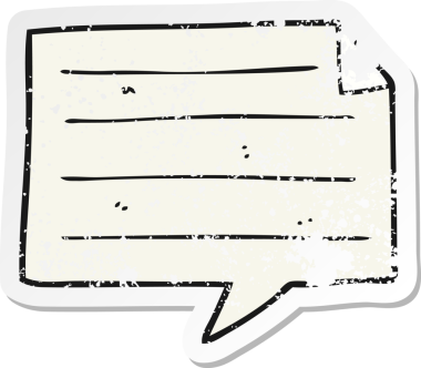 İnsan tarafından çizilmiş bir karikatür nota baloncuğunun gerilimli yapıştırması