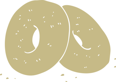 Bir insan tarafından çizilmiş simit düz renk çizimi