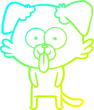 Bir insan tarafından çizilmiş dilli çizgi film köpeği çizimi.