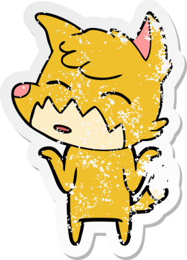 Bir insan tarafından çizilmiş tilki çizgi filminin sıkıntılı çıkartması.