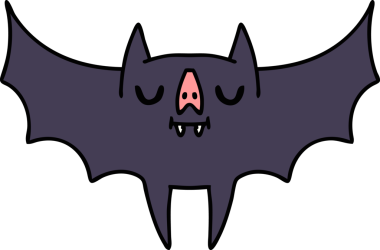 Bir insan tarafından çizilmiş ürkütücü şirin bir cadılar bayramı yarasasının karikatürü.